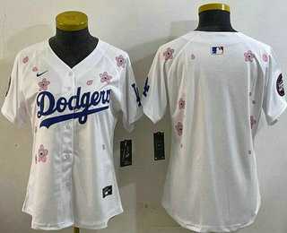 Womens Los Angeles Dodgers Blank White 2025 Tokyo Series Limited Jersey->mlb womens jerseys->MLB Jersey